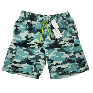 Eleven Paris Mens Camo Fleece Cargo Regular Fit Sweat Shorts Blue XL